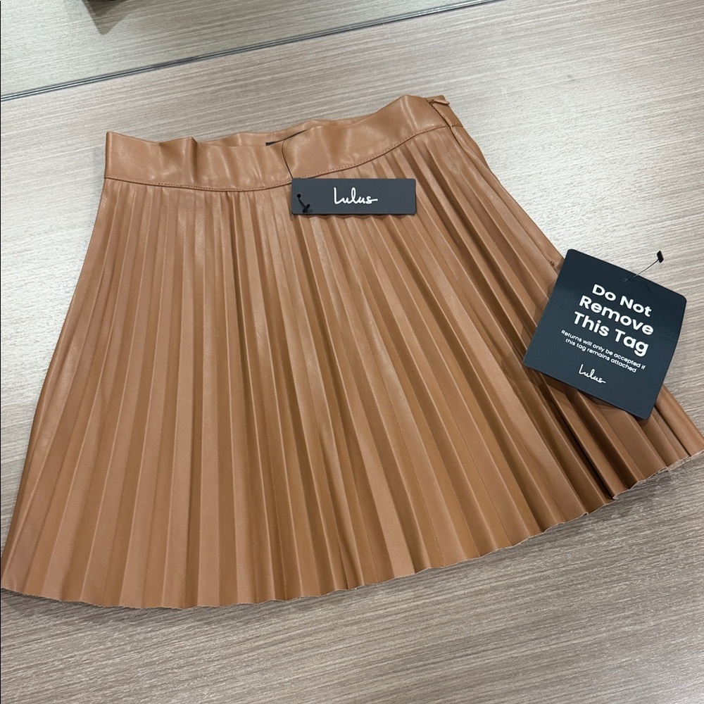 Lulu's Camel A-Line Pleated Skirt
